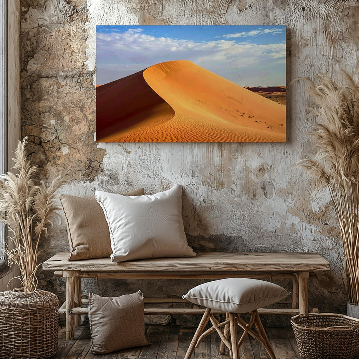 Desert Dune Majesty Canvas – Minimal Sandscape with Golden Light & Blue Sky - Gifitto