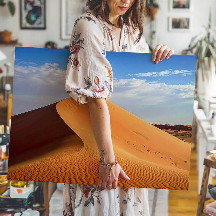 Desert Dune Majesty Canvas – Minimal Sandscape with Golden Light & Blue Sky - Gifitto