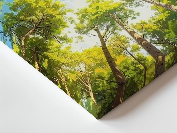 Infinite Forest Canopy Canvas – Radiant Green Trees in Circular Sky View - Gifitto