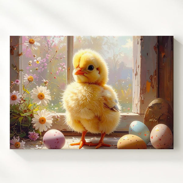 Easter Chick & Egg Canvas – Springtime Pastel Wall Art - Gifitto