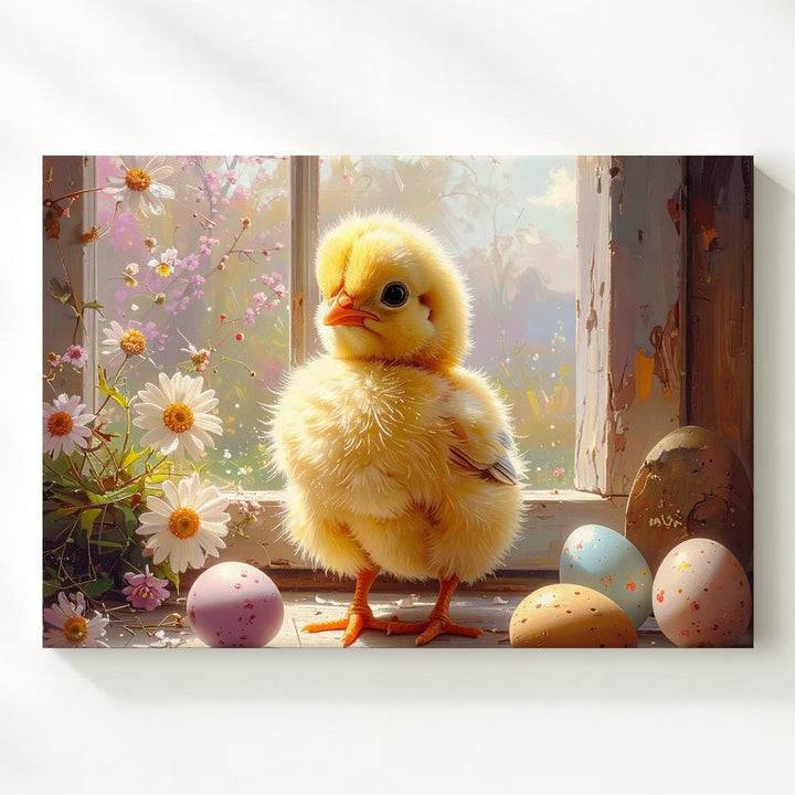 Easter Chick & Egg Canvas – Springtime Pastel Wall Art - Gifitto