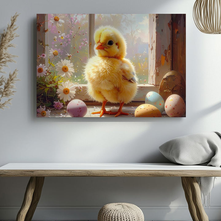 Easter Chick & Egg Canvas – Springtime Pastel Wall Art - Gifitto
