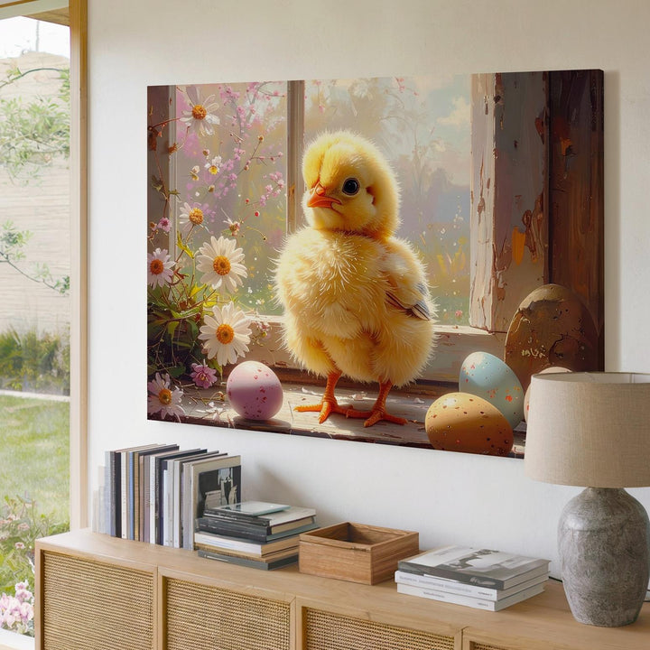 Easter Chick & Egg Canvas – Springtime Pastel Wall Art - Gifitto