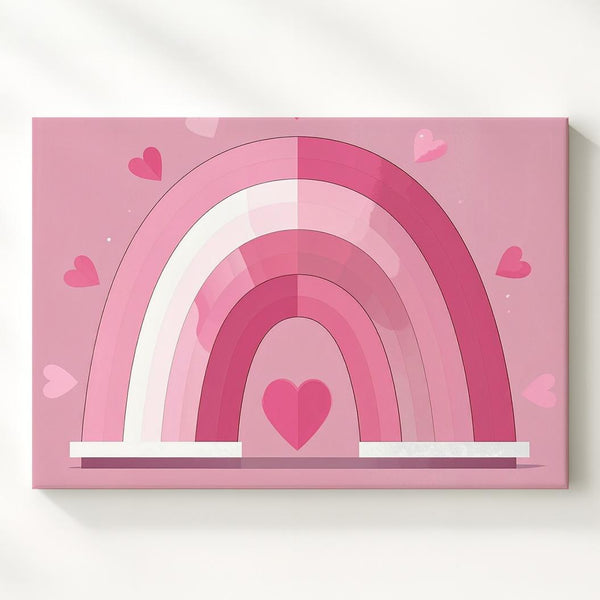 Pink Rainbow Heart Canvas – Minimalist Joyful Love Wall Art - Gifitto