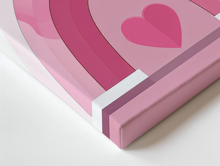 Pink Rainbow Heart Canvas – Minimalist Joyful Love Wall Art - Gifitto