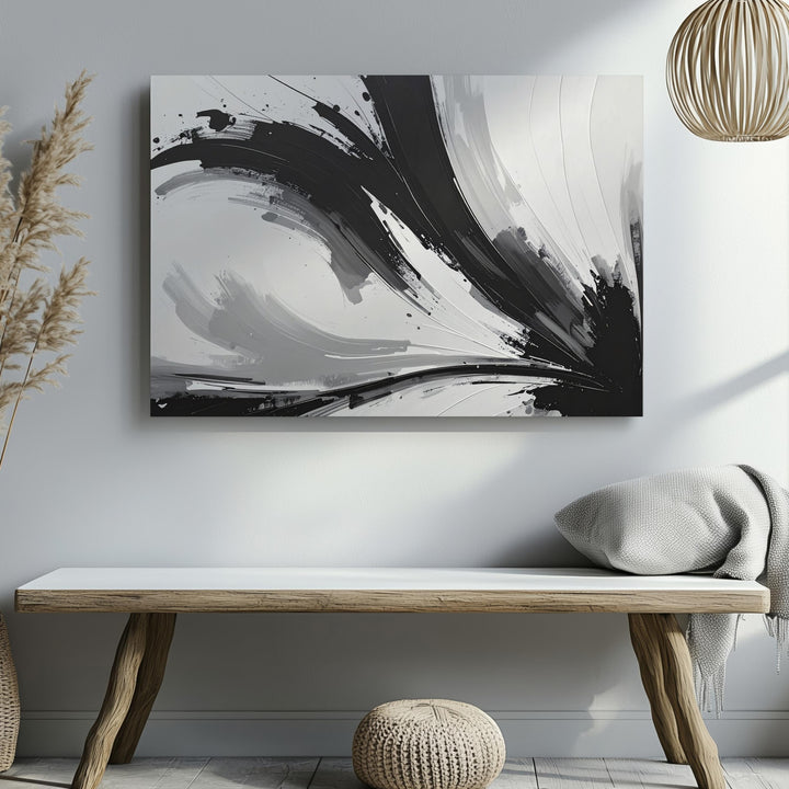 Radiant Burst Monochrome Canvas – Bold Abstract Expressionist Art - Gifitto