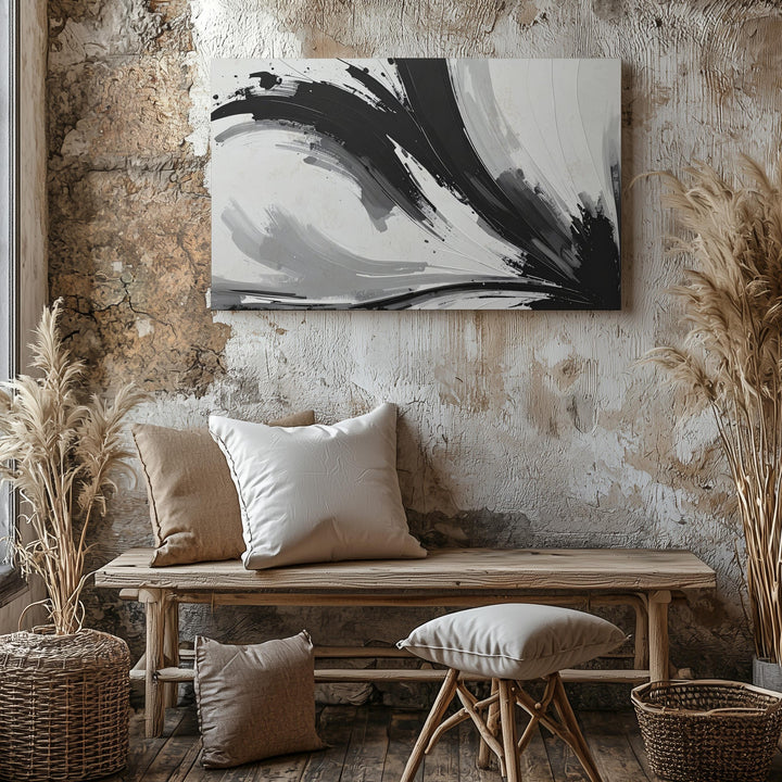 Radiant Burst Monochrome Canvas – Bold Abstract Expressionist Art - Gifitto