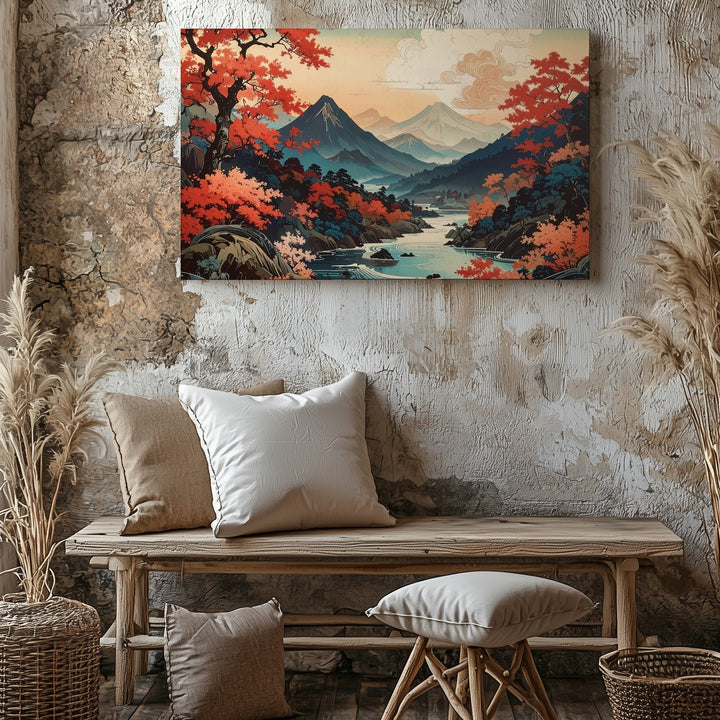 Tranquil Harmony Landscape Canvas – Japanese Ukiyo-e Inspired Nature Art - Gifitto