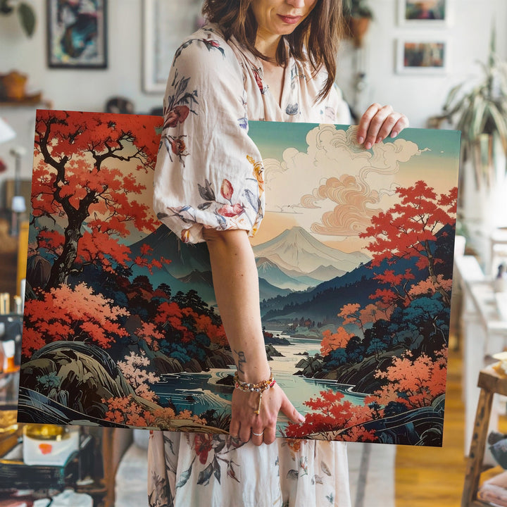 Tranquil Harmony Landscape Canvas – Japanese Ukiyo-e Inspired Nature Art - Gifitto