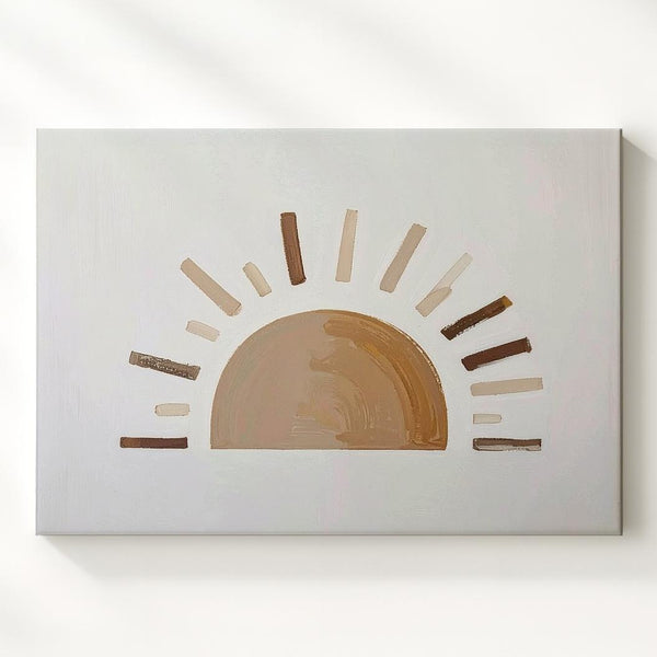 Minimalist Sun Illustration Canvas – Warm Boho Nursery Wall Art - Gifitto