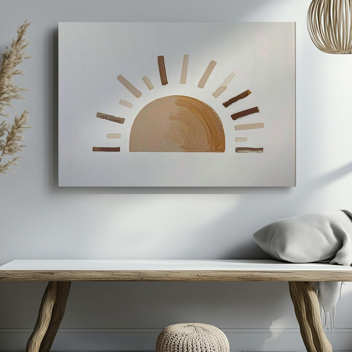 Minimalist Sun Illustration Canvas – Warm Boho Nursery Wall Art - Gifitto