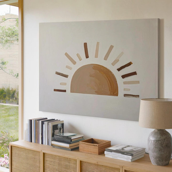 Minimalist Sun Illustration Canvas – Warm Boho Nursery Wall Art - Gifitto