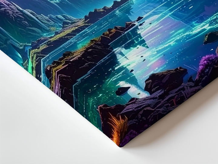Alien Coastline Canvas – Ice Formations and Crescent Moon Landscape - Gifitto