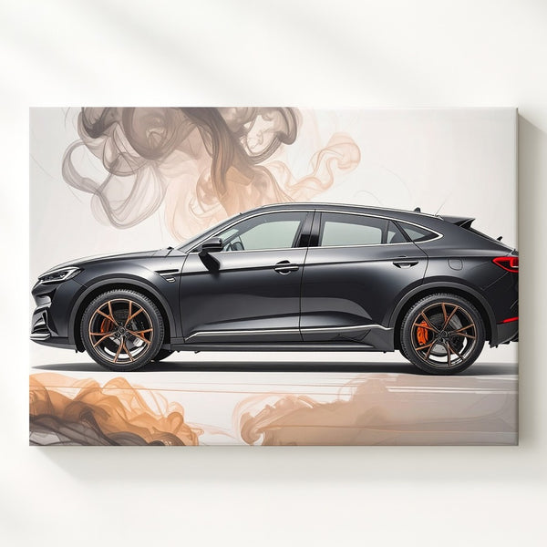 Matte Black Lamborghini Urus Canvas – Minimalist Luxury SUV Side Profile Art - Gifitto