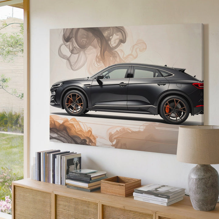 Matte Black Lamborghini Urus Canvas – Minimalist Luxury SUV Side Profile Art - Gifitto