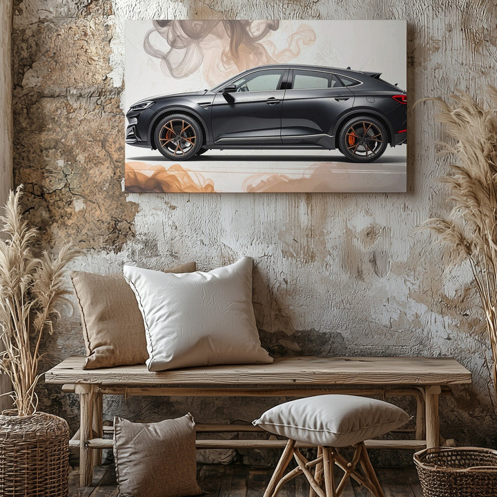 Matte Black Lamborghini Urus Canvas – Minimalist Luxury SUV Side Profile Art - Gifitto