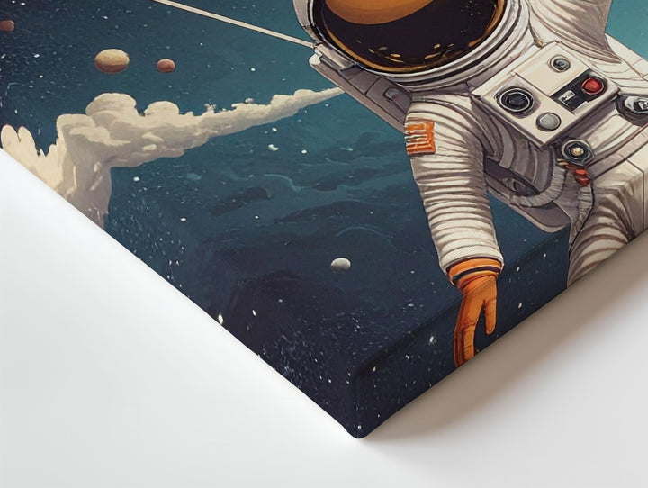 Balloon Planets Astronaut Canvas – Surreal Retro Sci-Fi Space Art - Gifitto