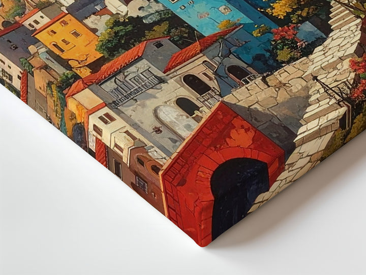 Whimsical Village Fantasy Canvas – Eiffel Tower Dreamscape Wall Art - Gifitto