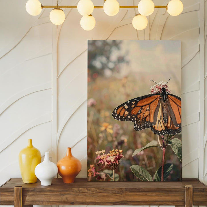 Monarch Butterfly on Flower Canvas – Dreamy Nature Wall Art - Gifitto