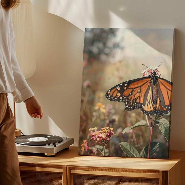 Monarch Butterfly on Flower Canvas – Dreamy Nature Wall Art - Gifitto