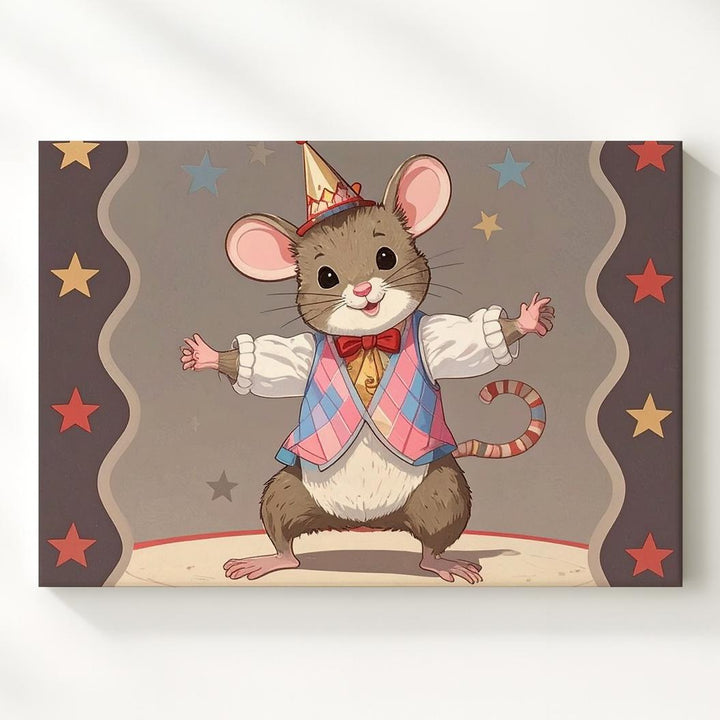 Circus Performer Mouse Canvas – Whimsical Nursery Wall Art - Gifitto