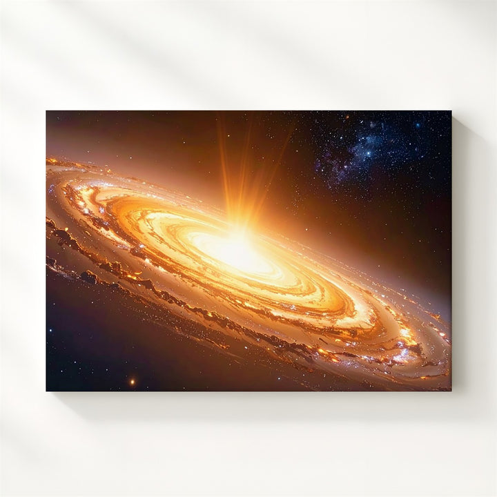 Fiery Spiral Galaxy Canvas – Top-Down Orange & Yellow Celestial Glow - Gifitto