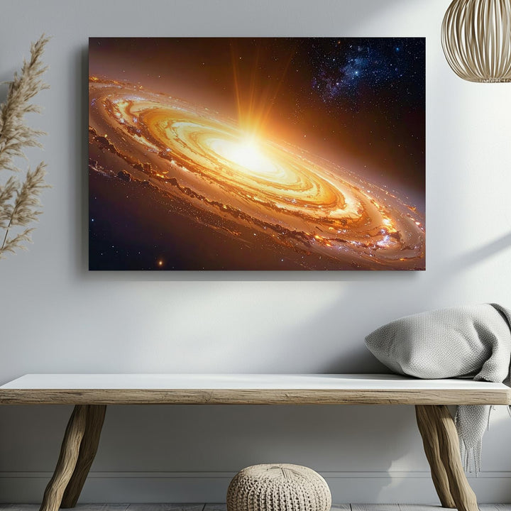 Fiery Spiral Galaxy Canvas – Top-Down Orange & Yellow Celestial Glow - Gifitto