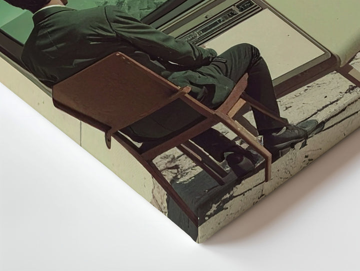 Surreal Man & TV Canvas – Minimalist Introspective Digital Age Art - Gifitto