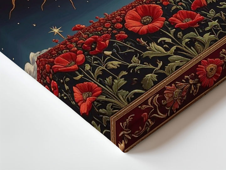 Celestial Sun & Poppy Tapestry Canvas – Vintage Mystic Wall Art - Gifitto
