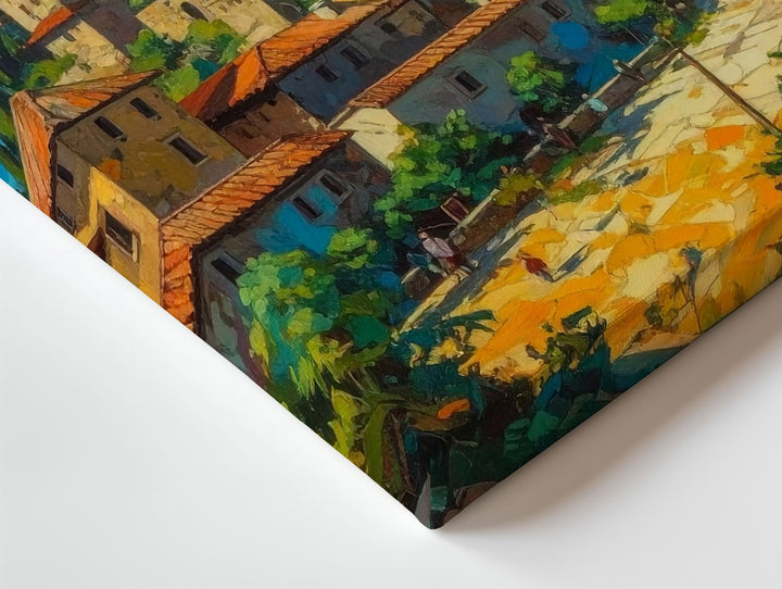 Sunlit Mediterranean Village Canvas – Vibrant Southern Europe Wall Art - Gifitto