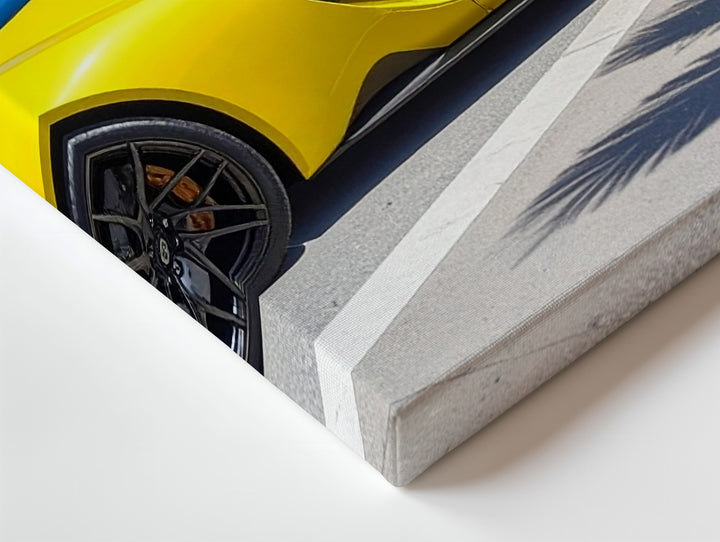 Coastal Drive Canvas – Yellow Sports Car by Tropical Ocean Promenade - Gifitto