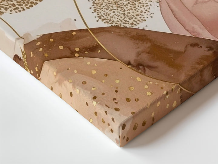 Golden Flow Abstract Canvas – Soft Earth Tones with Metallic Accents - Gifitto