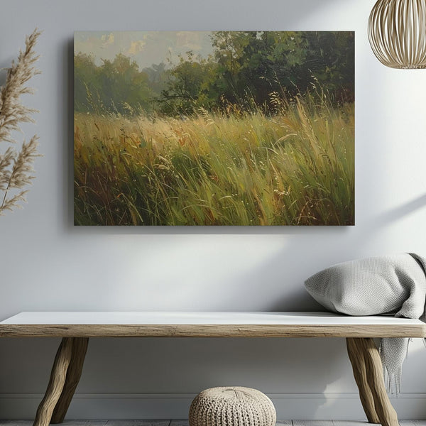 Endless Meadow Canvas – Panoramic Wild Grass Landscape in Summer Light - Gifitto
