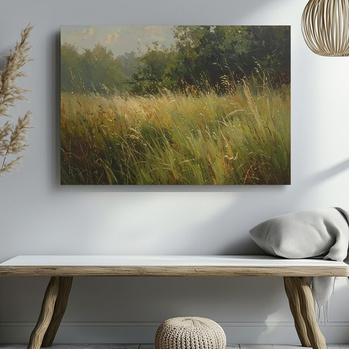 Endless Meadow Canvas – Panoramic Wild Grass Landscape in Summer Light - Gifitto