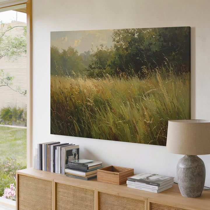 Endless Meadow Canvas – Panoramic Wild Grass Landscape in Summer Light - Gifitto