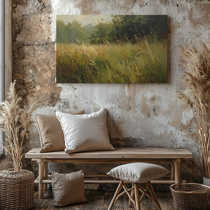 Endless Meadow Canvas – Panoramic Wild Grass Landscape in Summer Light - Gifitto
