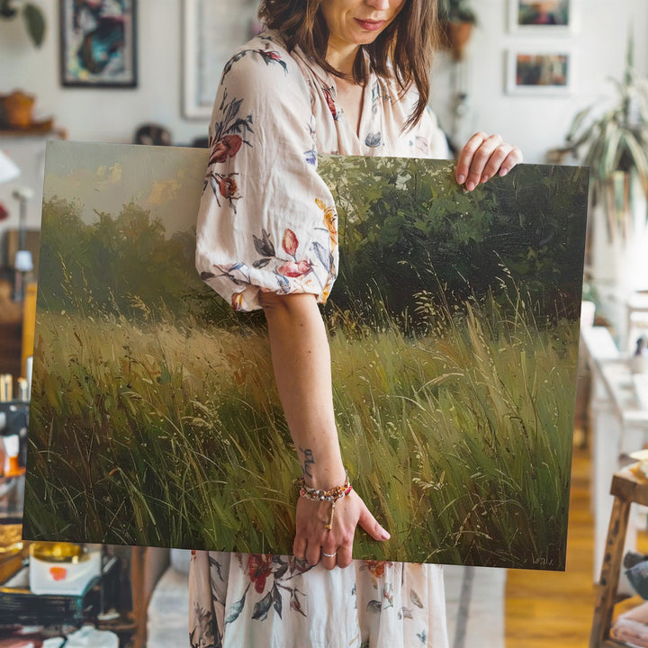 Endless Meadow Canvas – Panoramic Wild Grass Landscape in Summer Light - Gifitto