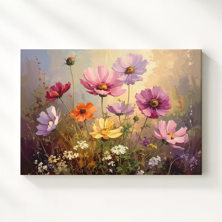 Ethereal Wildflower Canvas – Soft Pink & Lavender Cosmos with Dreamy Pastel Glow - Gifitto