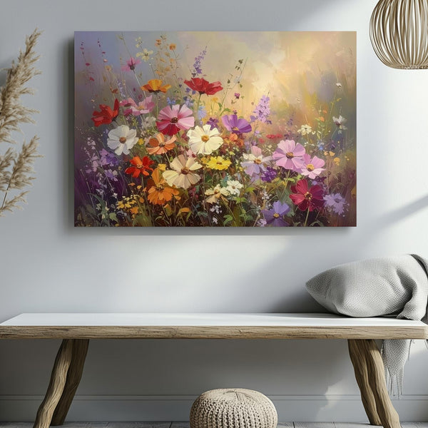Whispers of Wildflower Light – Pastel Cosmos & Cream Blossoms Canvas Art - Gifitto