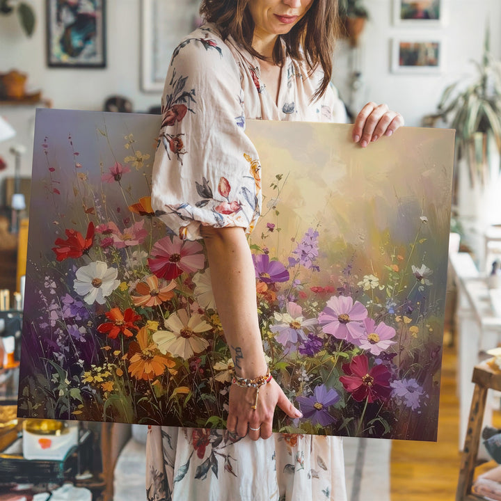 Whispers of Wildflower Light – Pastel Cosmos & Cream Blossoms Canvas Art - Gifitto