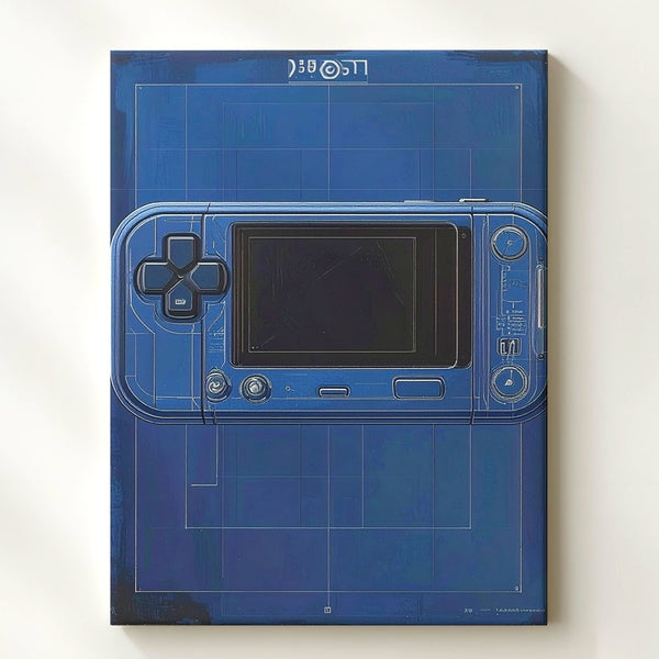 Blueprint Gaming Console Canvas – Minimalist Tech Design Wall Art - Gifitto