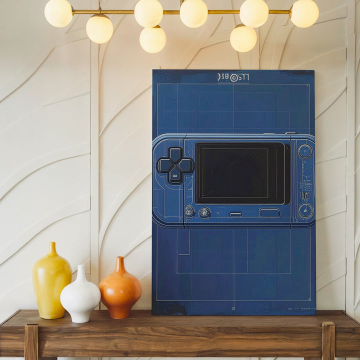 Blueprint Gaming Console Canvas – Minimalist Tech Design Wall Art - Gifitto