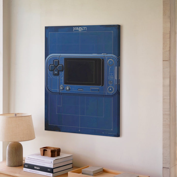 Blueprint Gaming Console Canvas – Minimalist Tech Design Wall Art - Gifitto