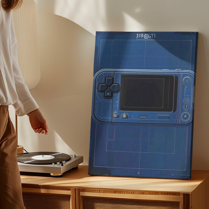 Blueprint Gaming Console Canvas – Minimalist Tech Design Wall Art - Gifitto