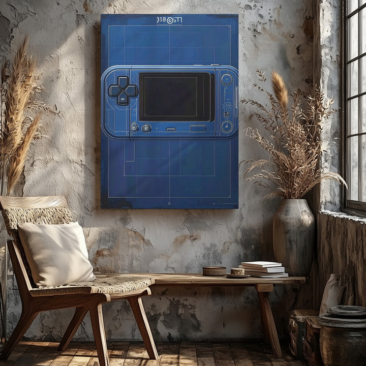 Blueprint Gaming Console Canvas – Minimalist Tech Design Wall Art - Gifitto