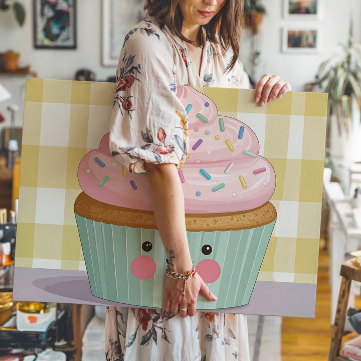 Cute Cupcake Character Canvas – Whimsical Kids’ Kitchen Wall Art - Gifitto