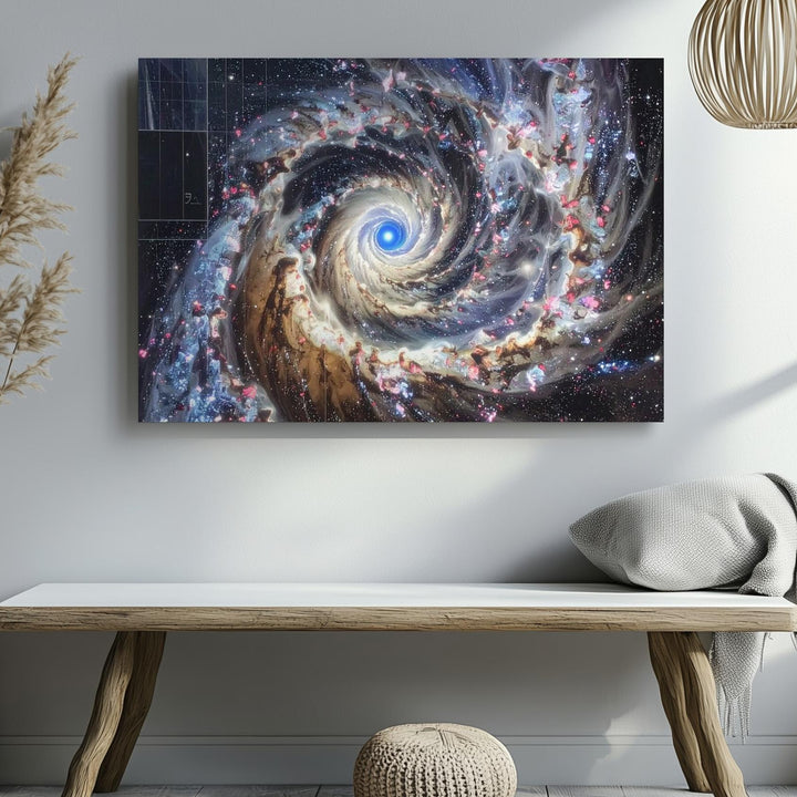 Blue Core Spiral Galaxy Canvas – High-Resolution Deep Space Telescope View - Gifitto