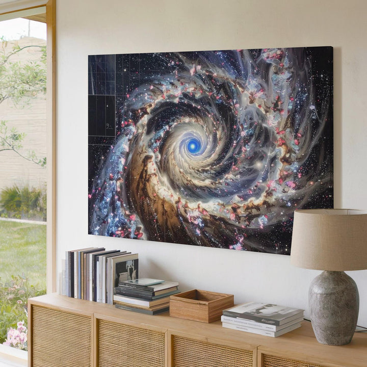 Blue Core Spiral Galaxy Canvas – High-Resolution Deep Space Telescope View - Gifitto