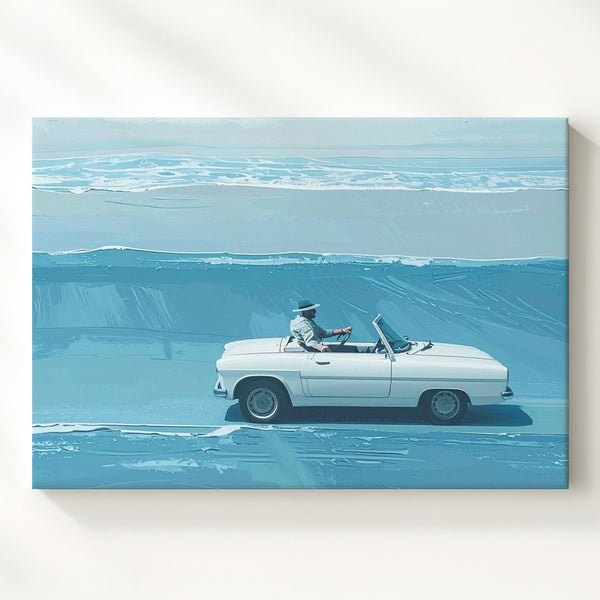 Floating Freedom Canvas – Minimalist Convertible on Ocean Dreamscape - Gifitto