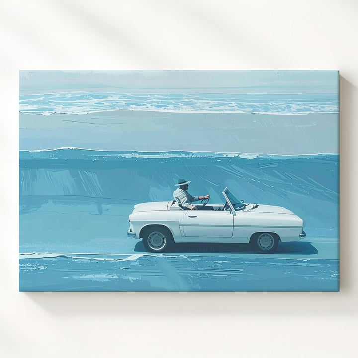 Floating Freedom Canvas – Minimalist Convertible on Ocean Dreamscape - Gifitto